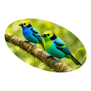 Paradise Tanager Male and Female on Branch